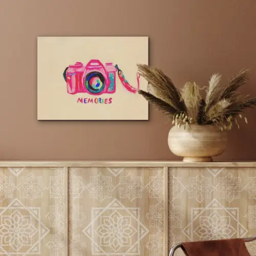 Camera - Memories - Roze - Geschilderd PET vilt klein -sfeer4