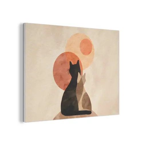 Katten - Zwart - Abstract - Cirkels PET vilt klein -3d