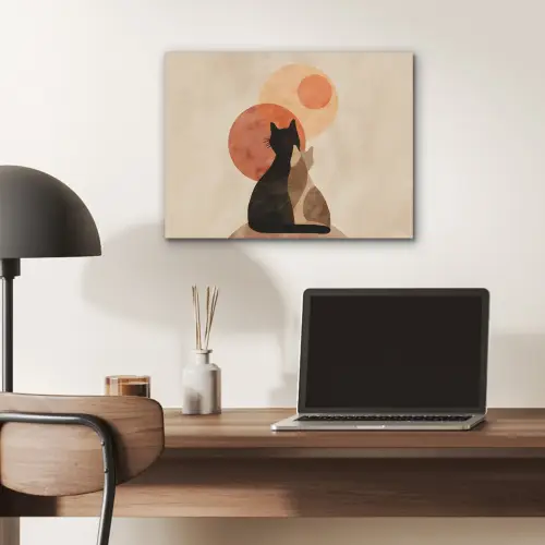 Katten - Zwart - Abstract - Cirkels PET vilt klein -sfeer5