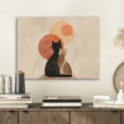 Katten - Zwart - Abstract - Cirkels PET vilt klein -sfeer1