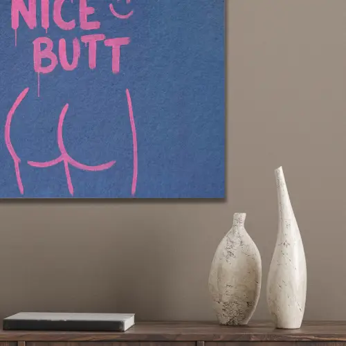 Brutaal - Grappig - Blauw PET vilt klein -sfeer6_closeup
