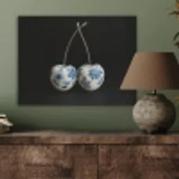 Kersen - Delfts blauw - Fruit PET vilt klein -sfeer2