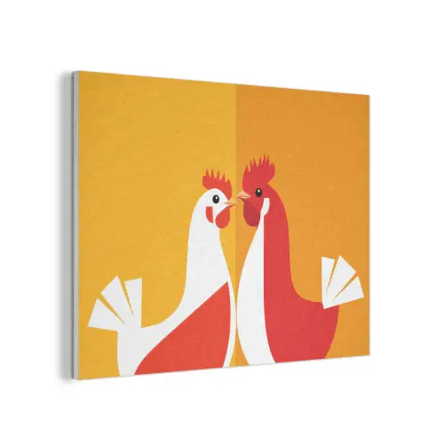 Kippen - Oranje - Vlakken PET vilt klein -3d