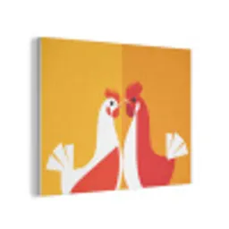 Kippen - Oranje - Vlakken PET vilt klein -3d