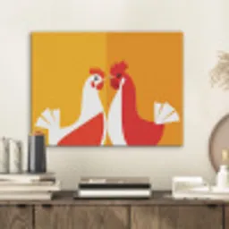 Kippen - Oranje - Vlakken PET vilt klein -sfeer1