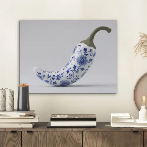 Chilipeper - Keramiek - Blauw PET vilt klein -sfeer1