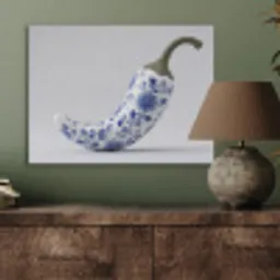Chilipeper - Keramiek - Blauw PET vilt klein -sfeer2