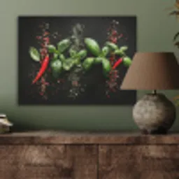 Chilipepers - Basilicum - Blaadjes - Rood PET vilt klein -sfeer2