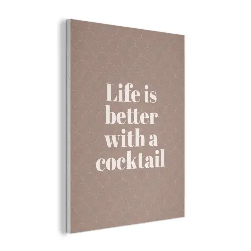 Cocktail - Tekst - Patroon - Wit PET vilt klein -3d