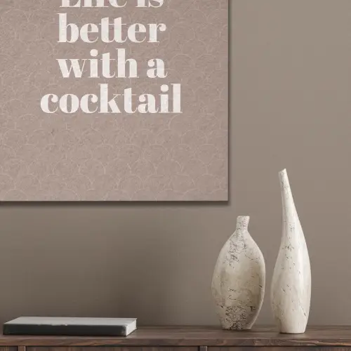 Cocktail - Tekst - Patroon - Wit PET vilt klein -sfeer6_closeup