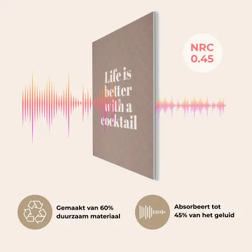 Cocktail - Tekst - Patroon - Wit PET vilt klein -USP_NL