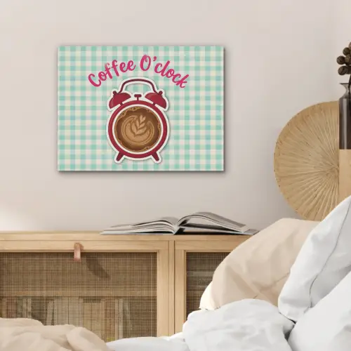 Koffie - Klok - Groen PET vilt klein -sfeer3