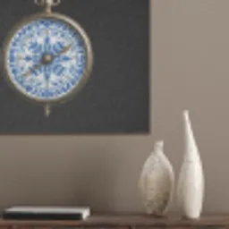 Kompas - Delfts blauw - Zwart PET vilt klein -sfeer6_closeup