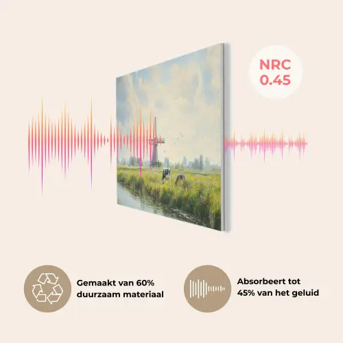 Koeien - Windmolen - Weide - Blauw PET vilt middel -USP_NL