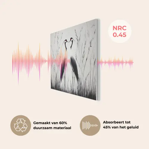 Kraanvogels - Gras - Hartvorm - Zwart PET vilt klein -USP_NL
