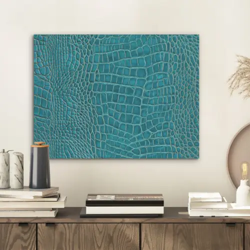 Krokodillenleertextuur - Blauw - Exotisch PET vilt klein -sfeer1