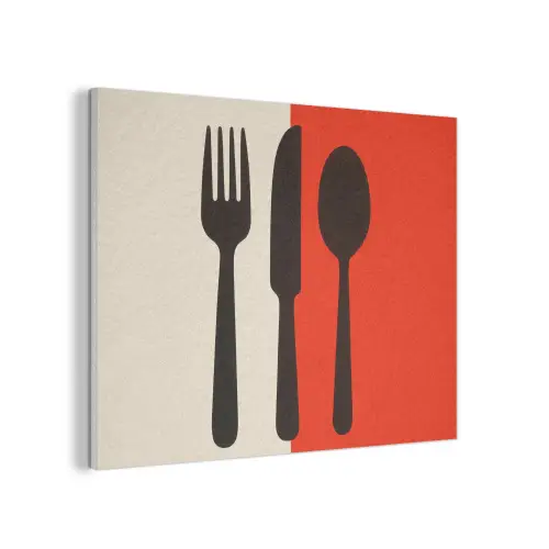 Bestek - Rood - Wit PET vilt klein -3d
