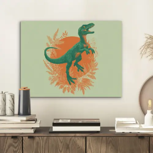 Dinosaurus - Groen - Planten - Cirkel PET vilt klein -sfeer1