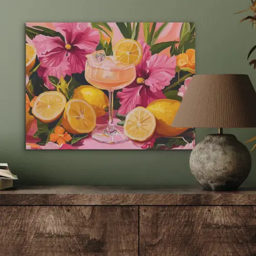 Drink - Bloemen - Yellow PET vilt klein -sfeer2