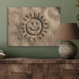 Gezichtje - Zon - Zand - Getekend PET vilt klein -sfeer2