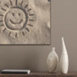 Gezichtje - Zon - Zand - Getekend PET vilt klein -sfeer6_closeup