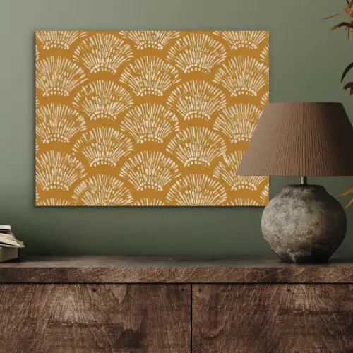 Waaierachtige motieven - Geel - Vintage PET vilt klein -sfeer2