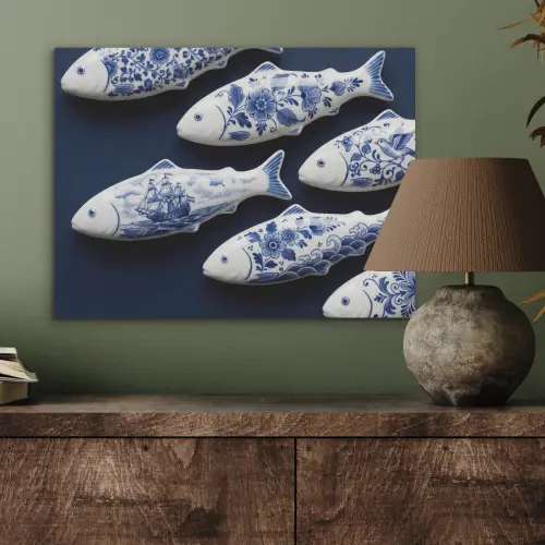 Vissen - Delfts - Blauw - Keramiek PET vilt klein -sfeer2