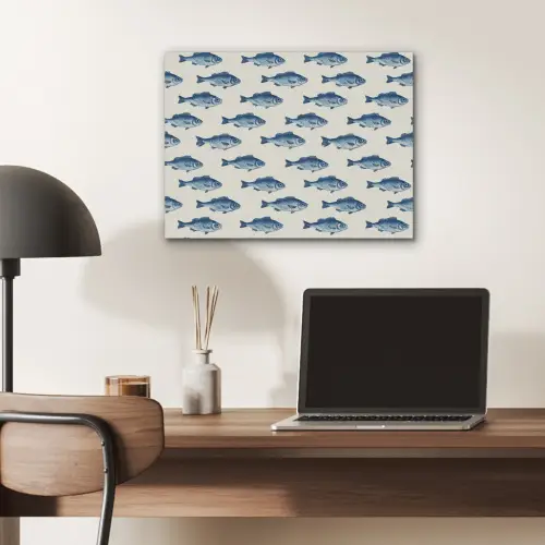 Vis - Patroon - Blauw PET vilt klein 837 -sfeer5