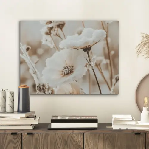 Bloemen - Beige - Winter PET vilt klein -sfeer1