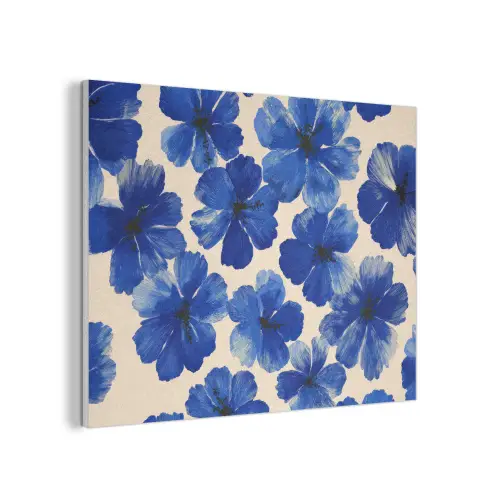 Bloemen - Blauw -Patroon - Wit PET vilt klein -3d