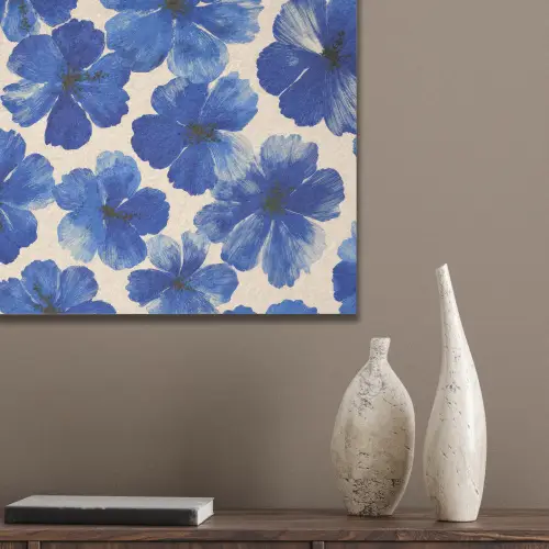 Bloemen - Blauw -Patroon - Wit PET vilt klein -sfeer6_closeup