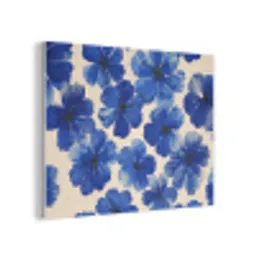 Bloemen - Blauw -Patroon - Wit PET vilt klein -3d