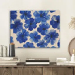 Bloemen - Blauw -Patroon - Wit PET vilt klein -sfeer1