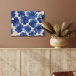 Bloemen - Blauw -Patroon - Wit PET vilt klein -sfeer4