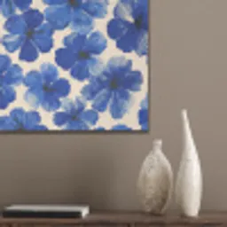 Bloemen - Blauw -Patroon - Wit PET vilt klein -sfeer6_closeup