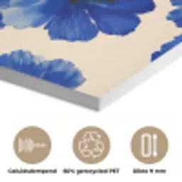 Bloemen - Blauw -Patroon - Wit PET vilt klein -closeup_NL