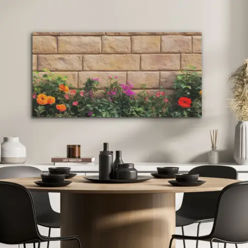 Bloemen - Bakstenen - Kleurrijk PET vilt middel -sfeer1