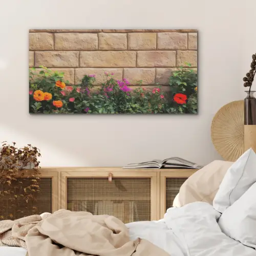 Bloemen - Bakstenen - Kleurrijk PET vilt middel -sfeer3