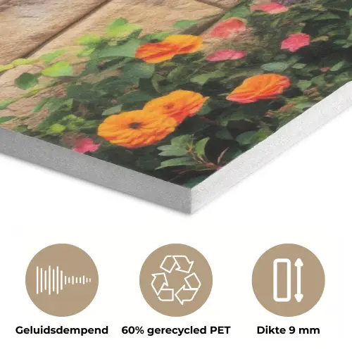 Bloemen - Bakstenen - Kleurrijk PET vilt middel -closeup_NL