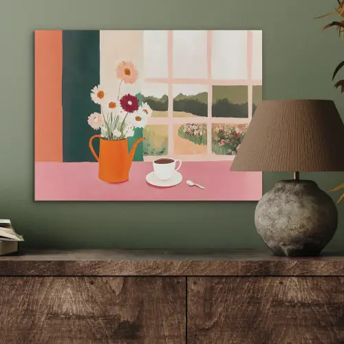 Bloemen - Koffie - Raam PET vilt klein -sfeer2