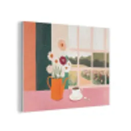 Bloemen - Koffie - Raam PET vilt klein -3d