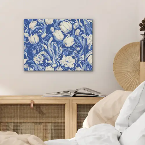 Bloemen - Delfts Blauw - Patroon - Tulp PET vilt klein -sfeer3