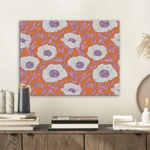 Bloemen - Grafisch - Oranje PET vilt klein 837 -sfeer1