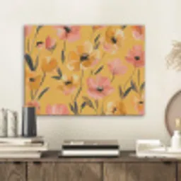 Bloemen - Geschilderd - Geel PET vilt klein -sfeer1