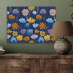 Bloemen - Patroon - Blauw - Contrast PET vilt klein -sfeer2
