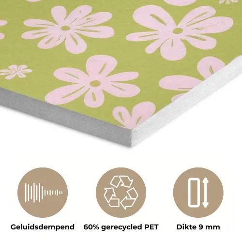 Bloemen - Roze - Getekend - Patroon PET vilt klein -closeup_NL