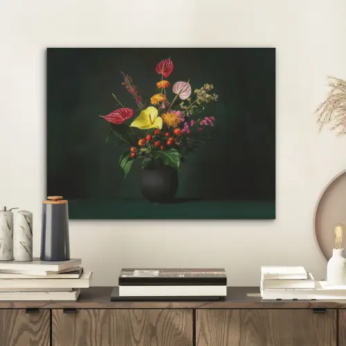 Bloemen - Vaas - Zwart PET vilt klein -sfeer1