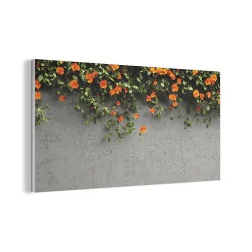 Bloemen - Muur - Oranje PET vilt middel -3d