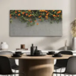 Bloemen - Muur - Oranje PET vilt middel -sfeer1