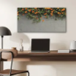 Bloemen - Muur - Oranje PET vilt middel -sfeer5
